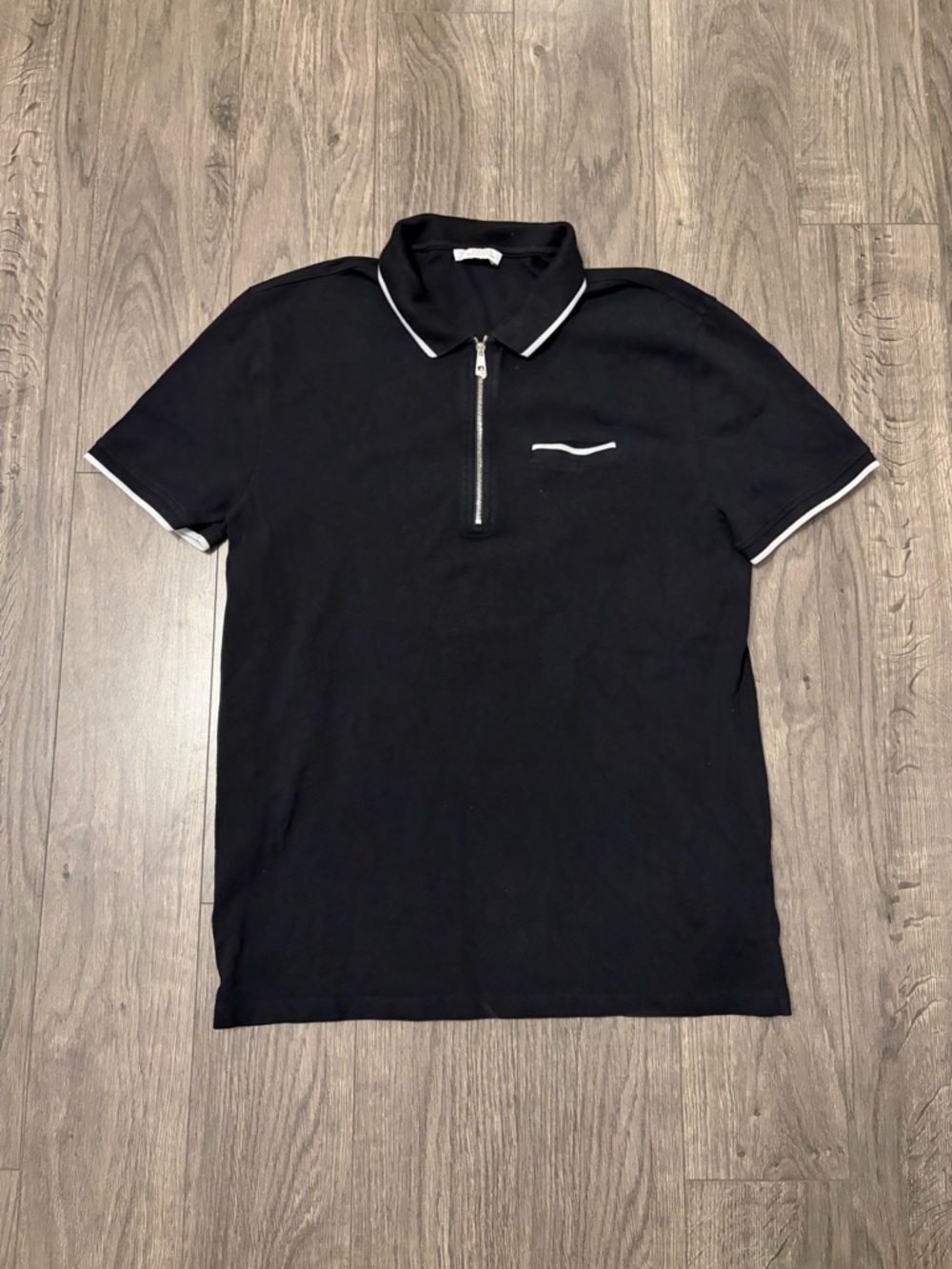 Versace Black Polo Shirt with White Piping